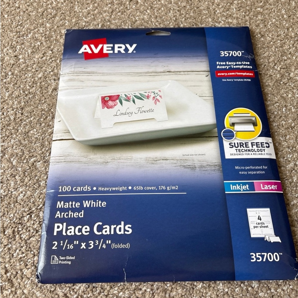 Avery Customizable White Place Cards